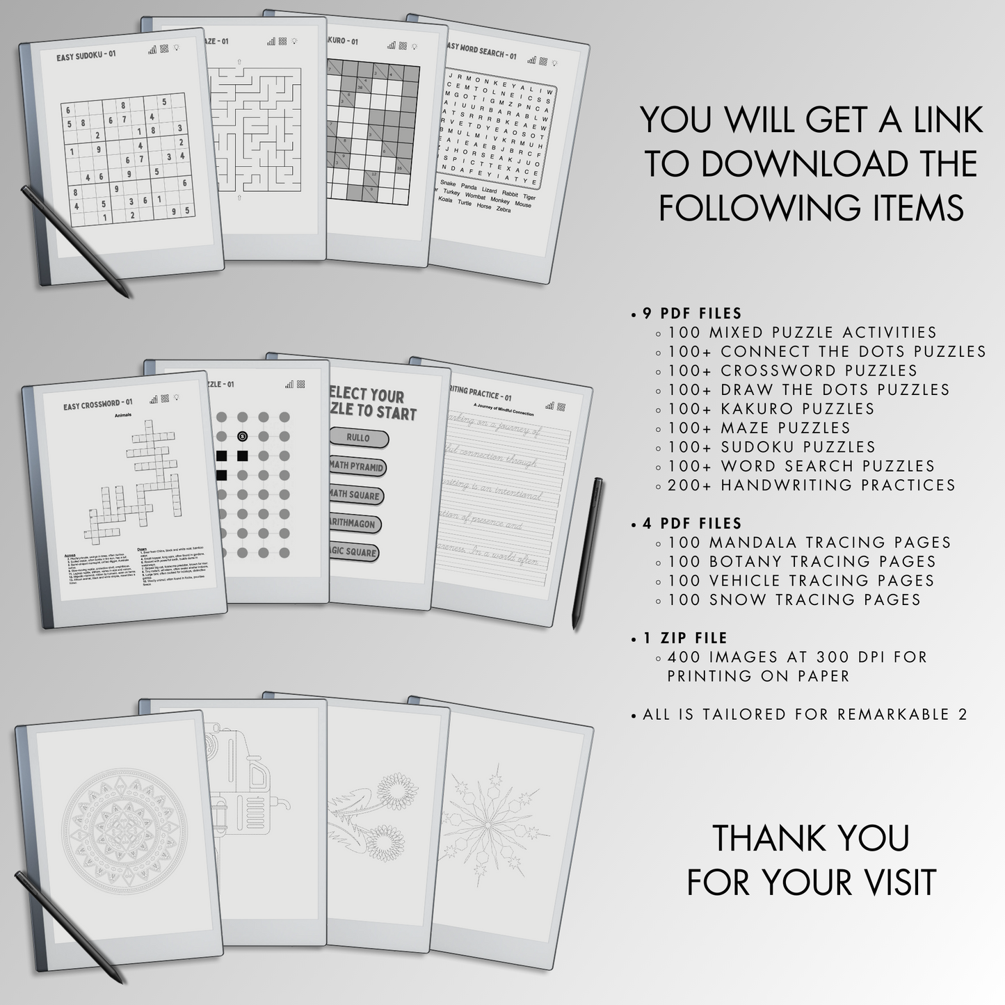 Remarkable 2 Templates. Remarkable 2 Puzzles.