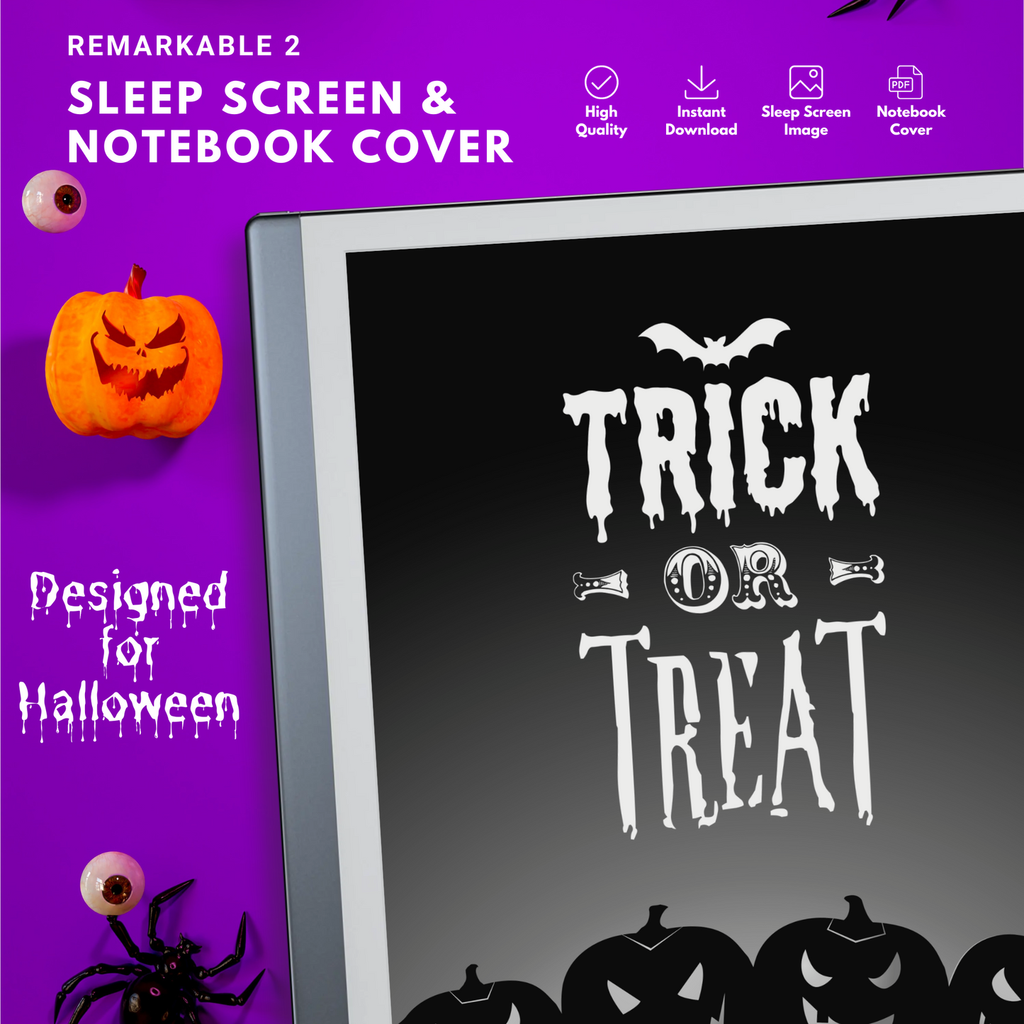 Remarkable 2 Halloween Frightening Sleep Screen & Notebook Cover