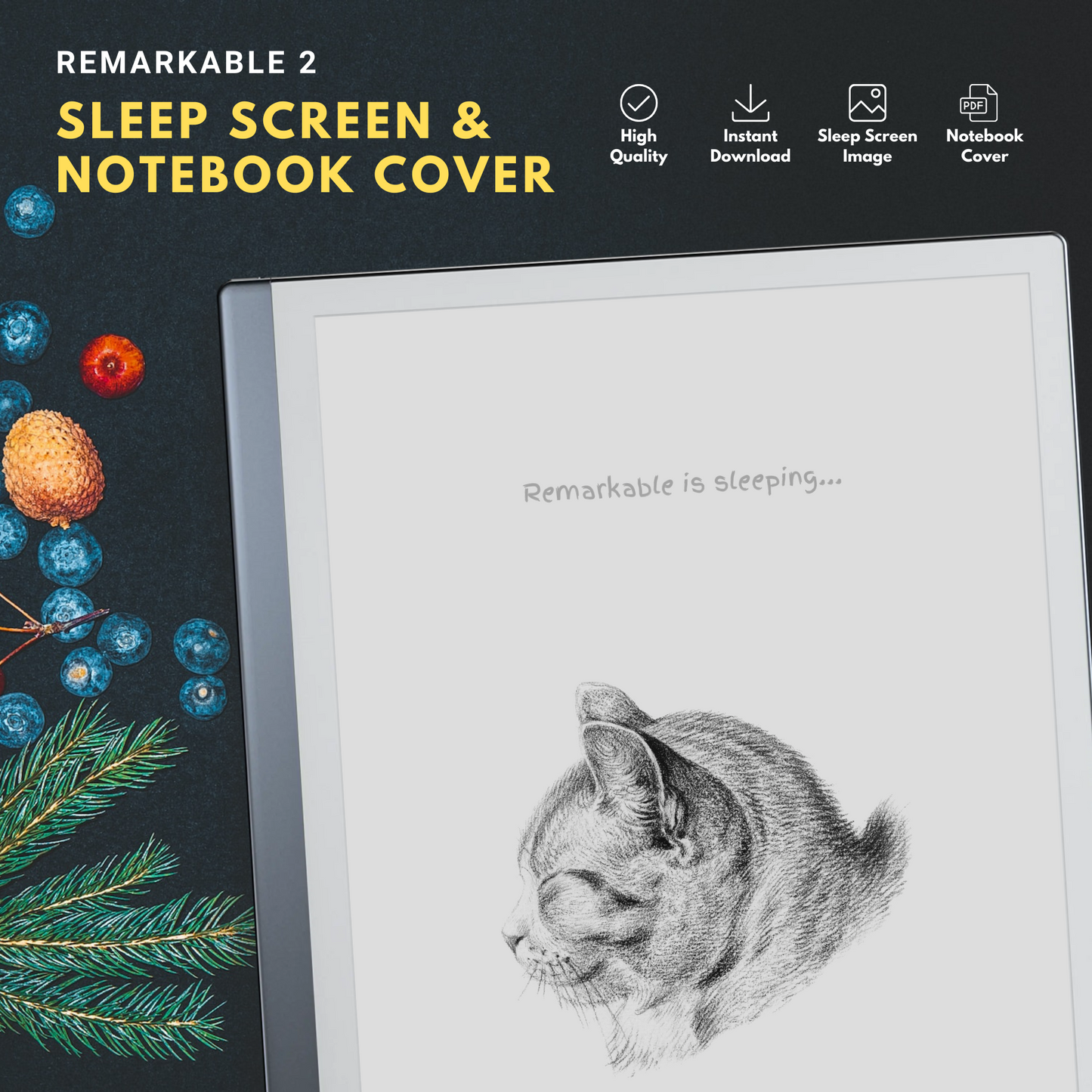 This is a Digital Download of Sleep Screen and Notebook Cover crafted specifically for the Remarkable 2.
