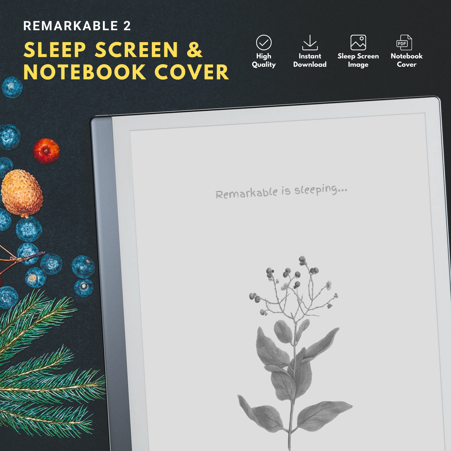 This is a Digital Download of Sleep Screen and Notebook Cover crafted specifically for the Remarkable 2.