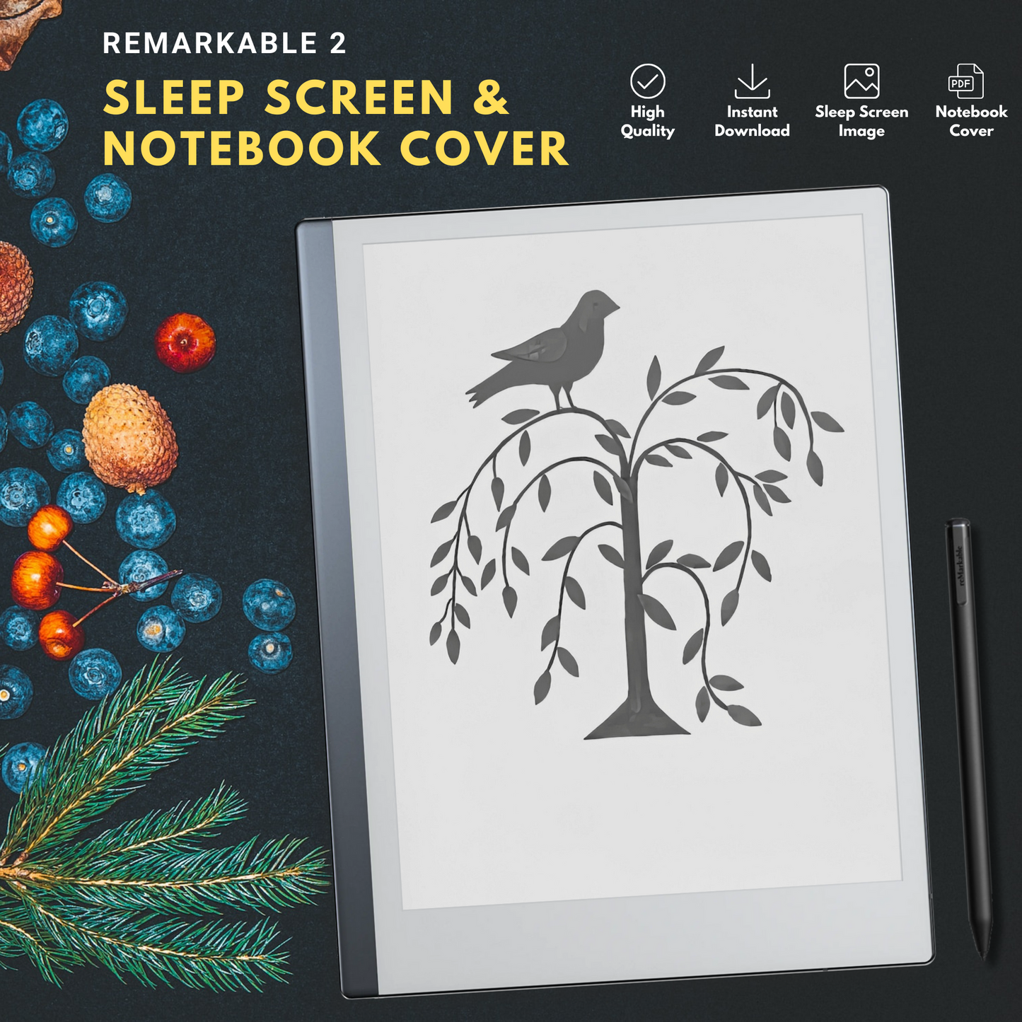 Remarkable 2 Sleep Screen & Notebook Cover Artwork - Maine Wall Stencils