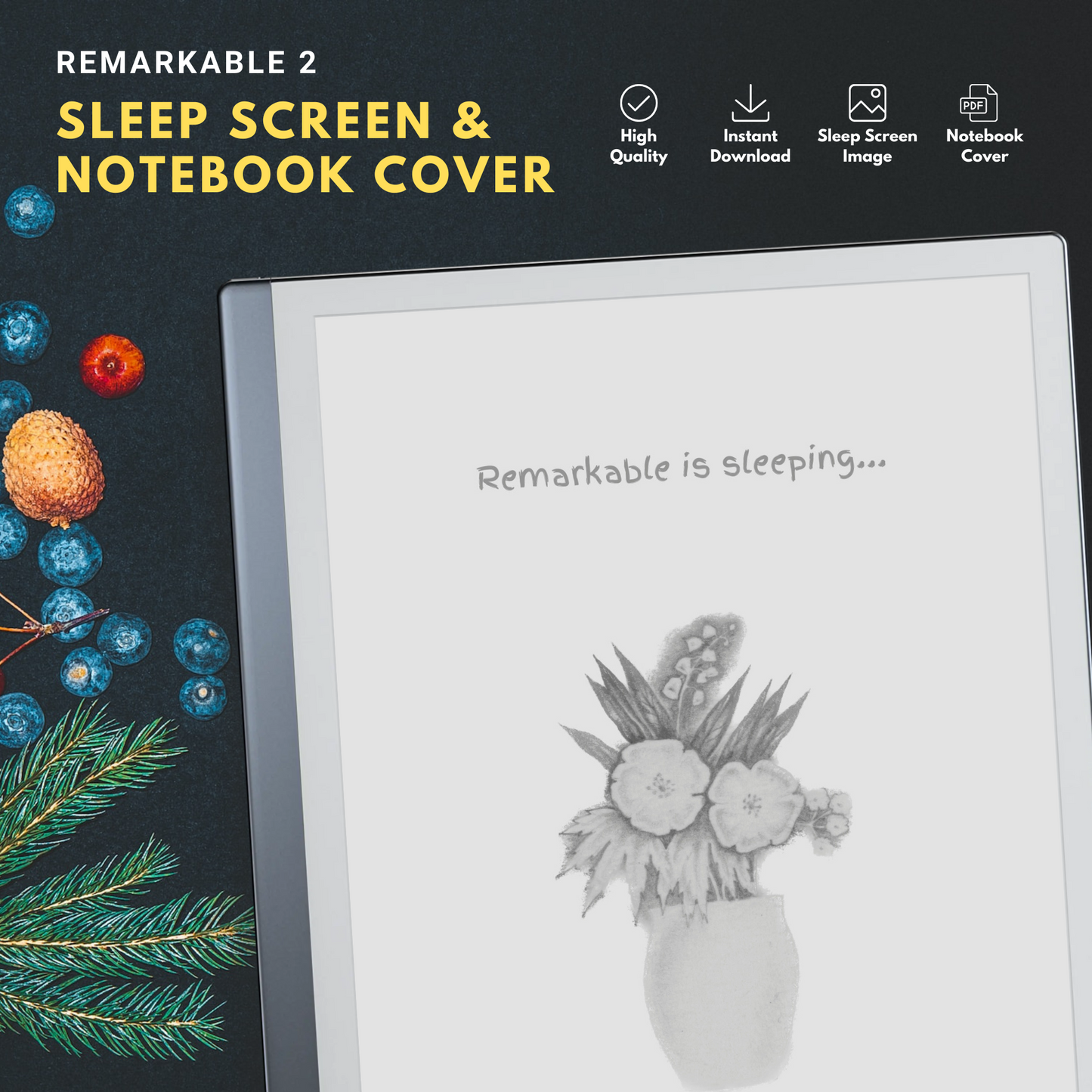 This is a Digital Download of Sleep Screen and Notebook Cover crafted specifically for the Remarkable 2.