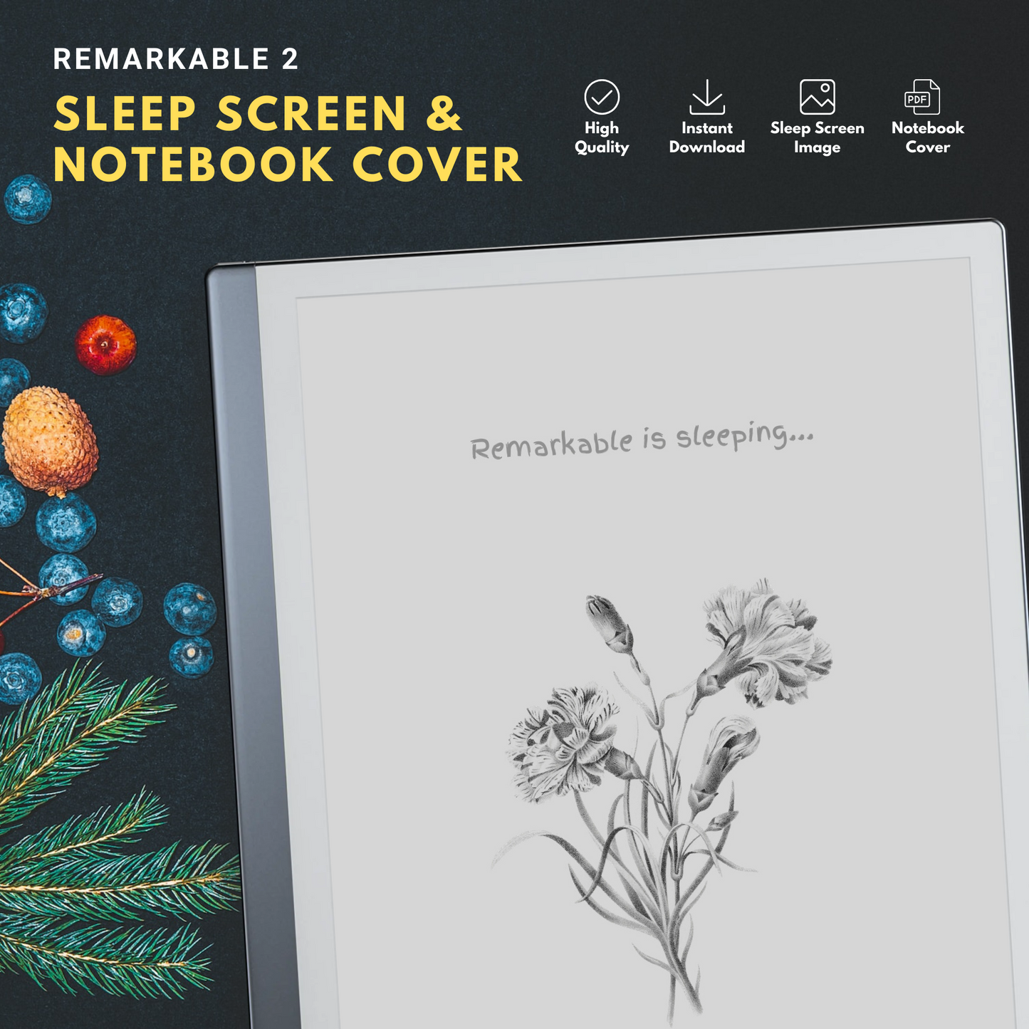 This is a Digital Download of Sleep Screen and Notebook Cover crafted specifically for the Remarkable 2.