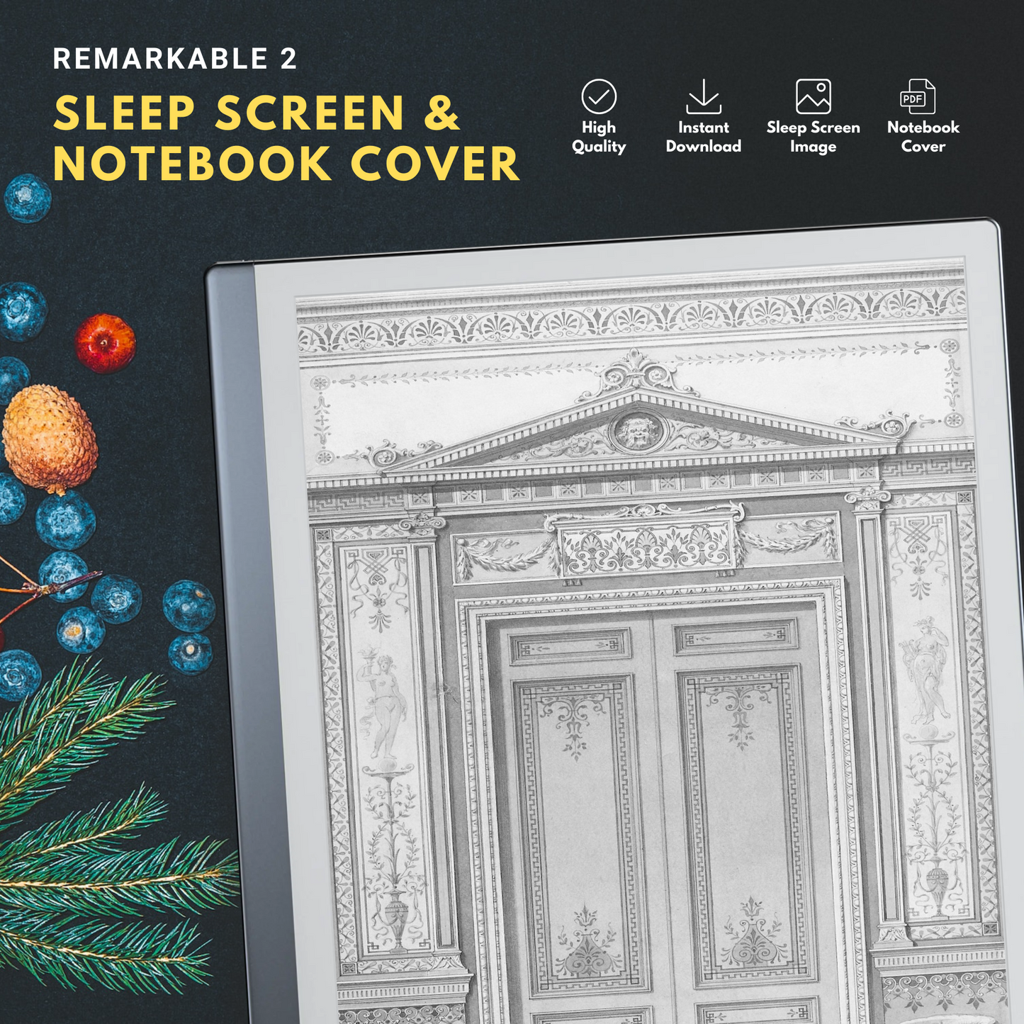 This is a Digital Download of Sleep Screen and Notebook Cover crafted specifically for the Remarkable 2.