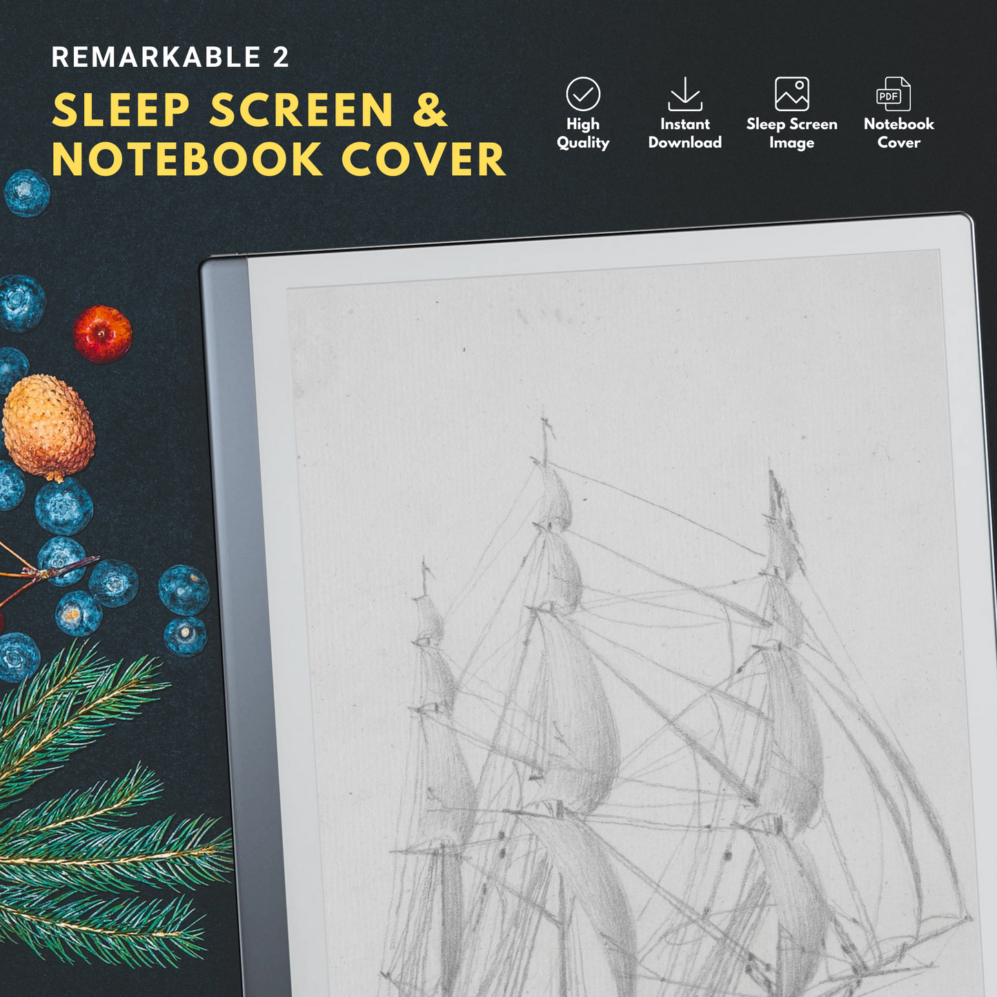 This is a Digital Download of Sleep Screen and Notebook Cover crafted specifically for the Remarkable 2.