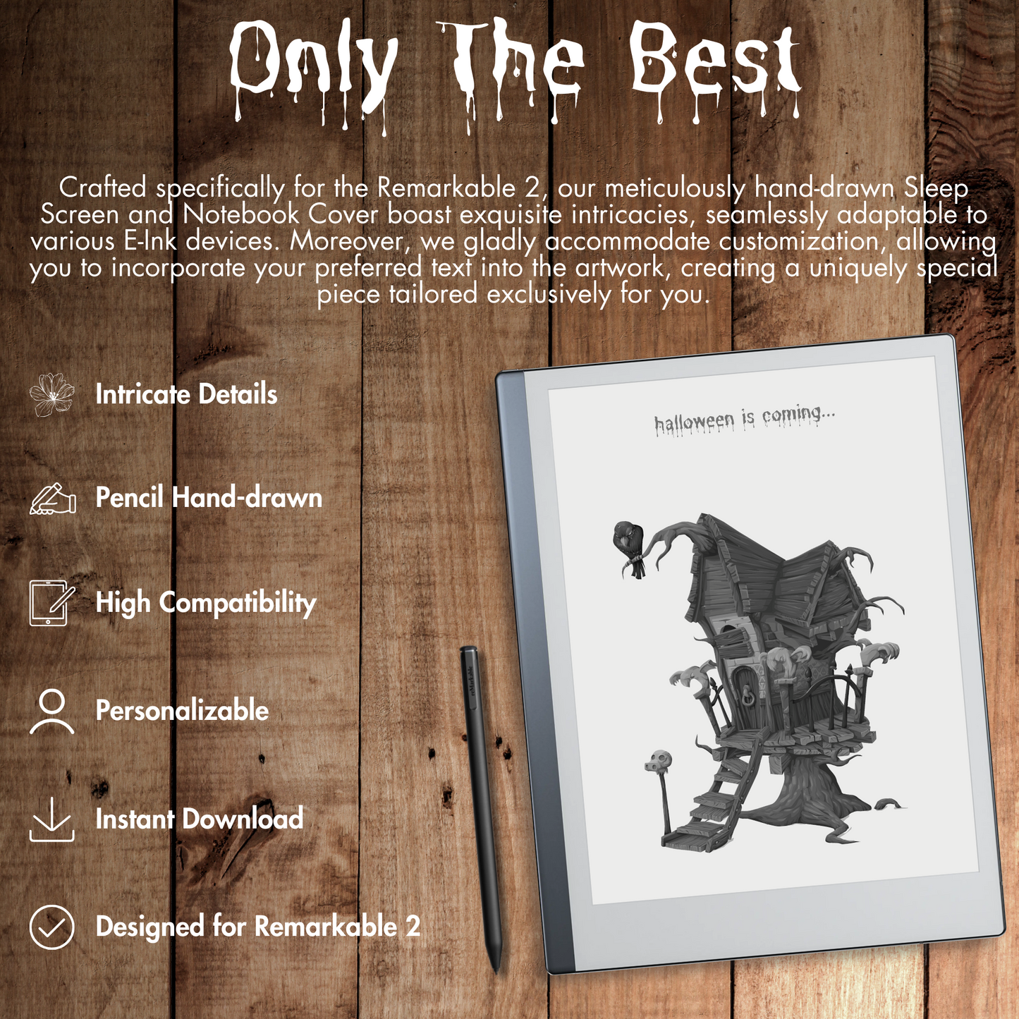 Remarkable 2 Halloween Ominous Sleep Screen & Notebook Cover