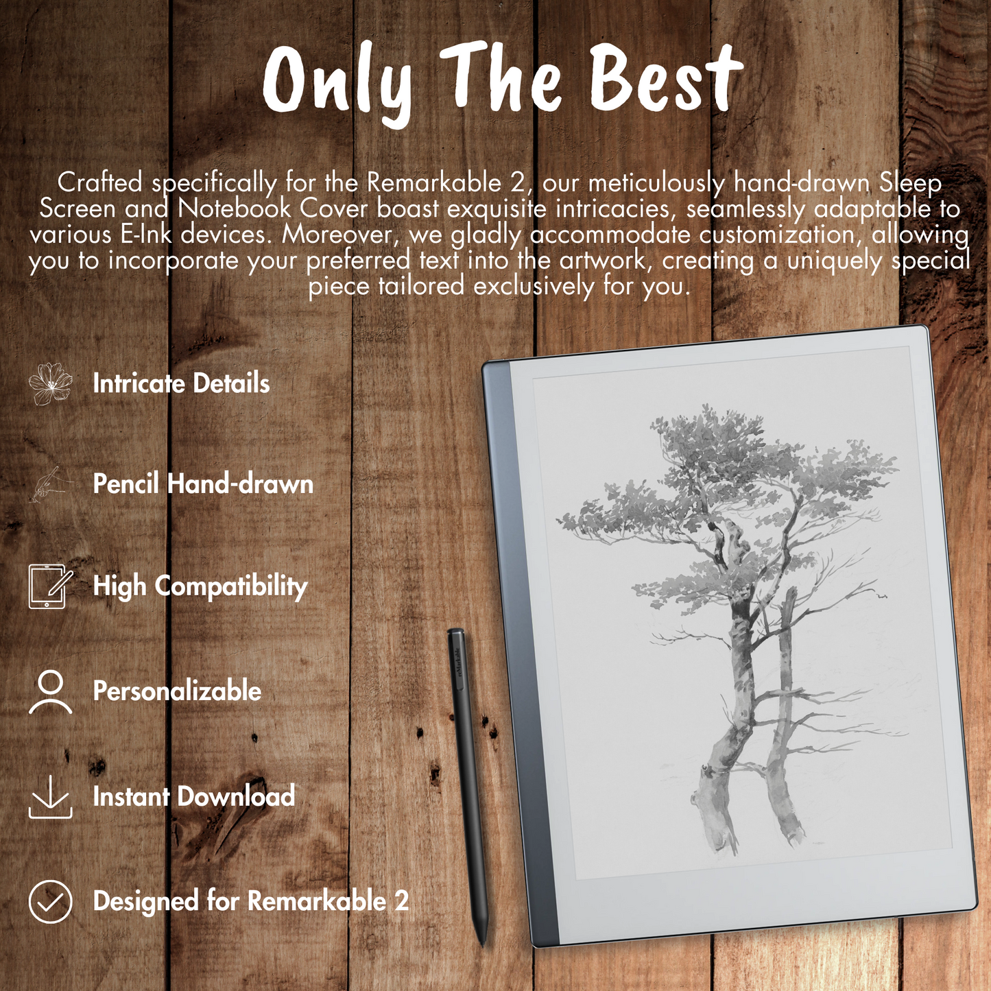 Remarkable 2 Sleep Screen & Notebook Cover Artwork - Deciduous Tree