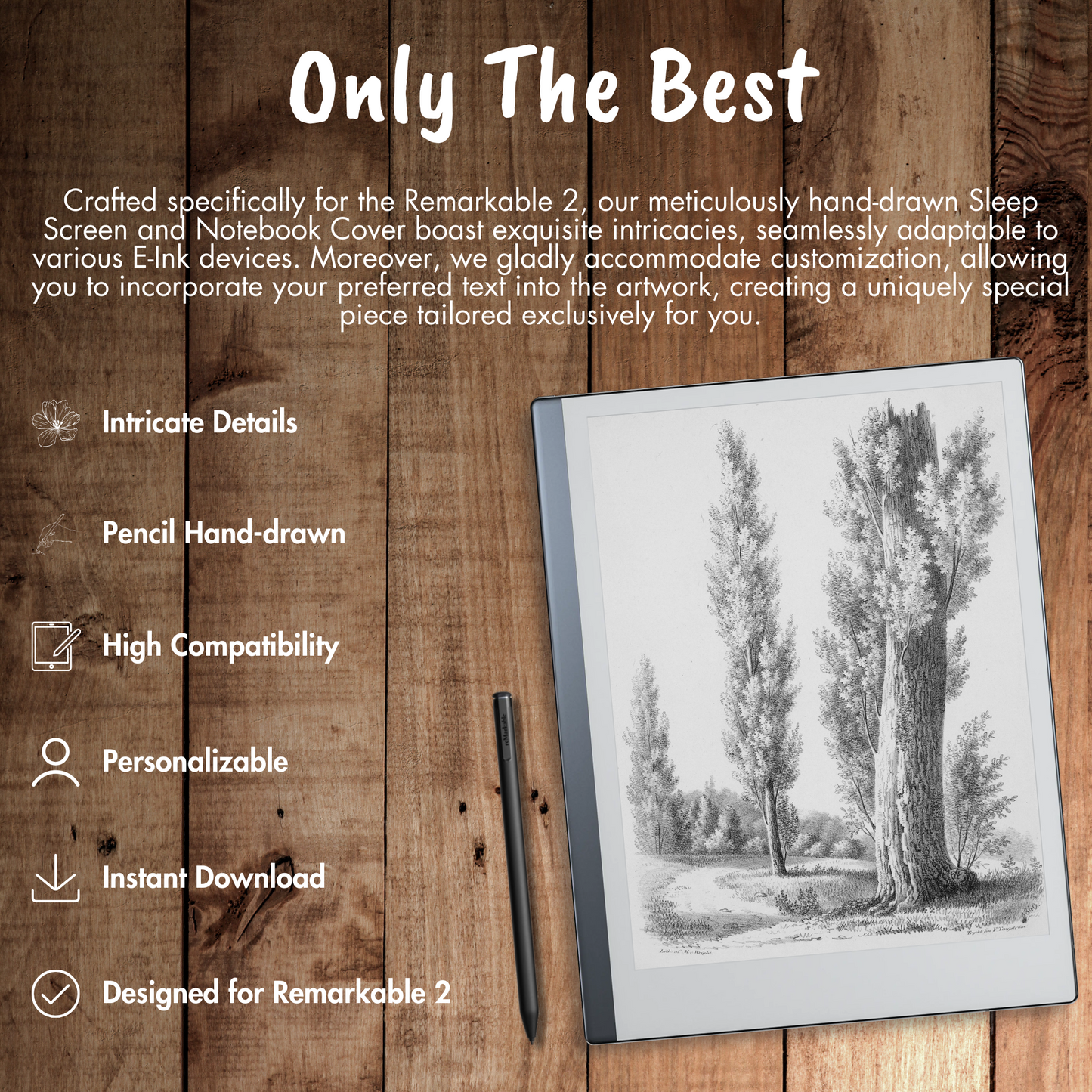Remarkable 2 Sleep Screen & Notebook Cover Artwork - Unique Handmade Tree Artistry