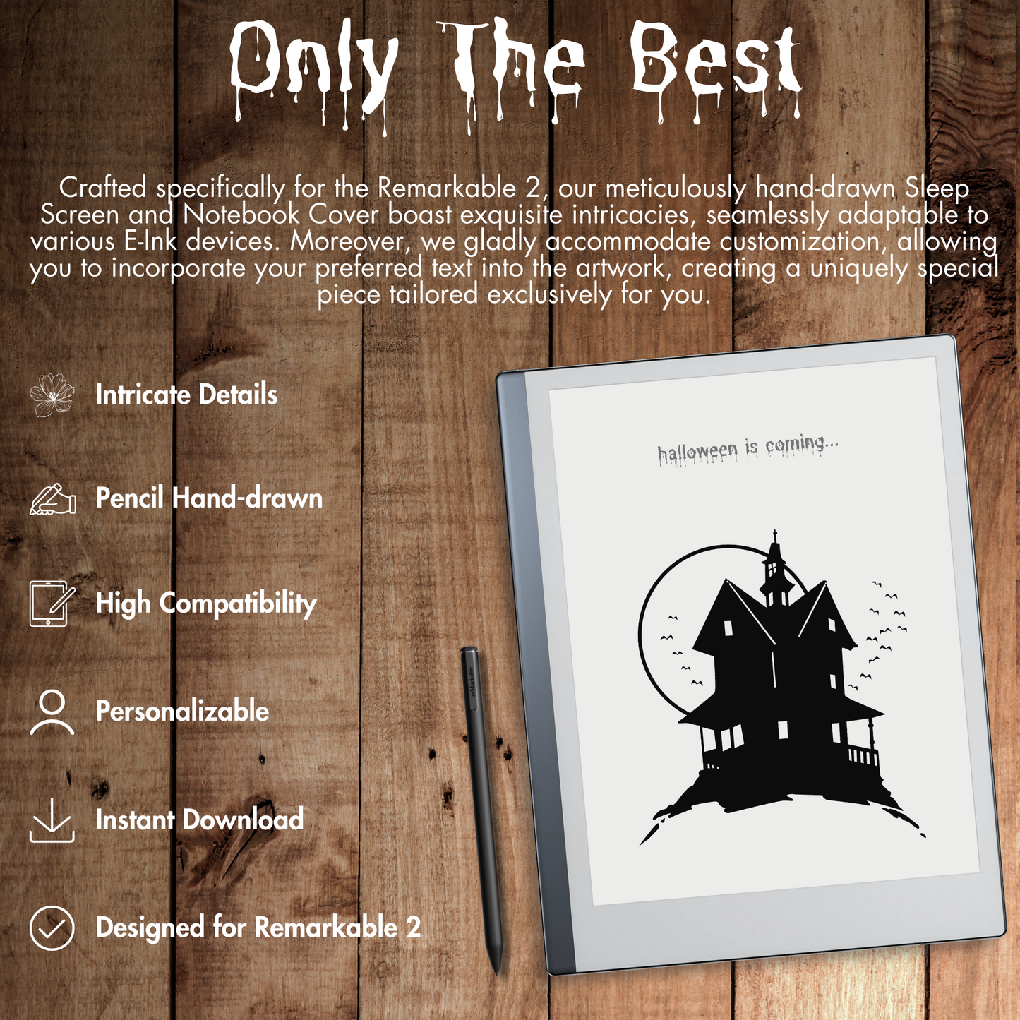 Remarkable 2 Halloween Ghostly Sleep Screen & Notebook Cover