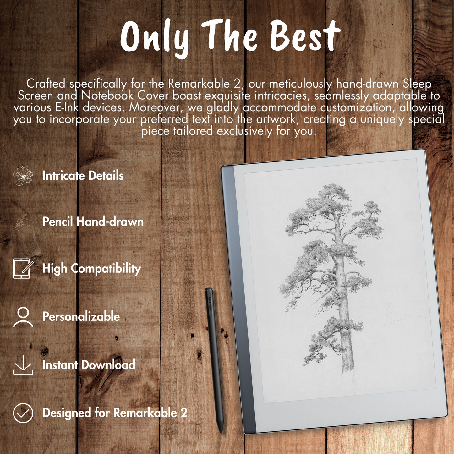 Remarkable 2 Sleep Screen & Notebook Cover Artwork - Inspirational Hand-Drawn Foliage Art