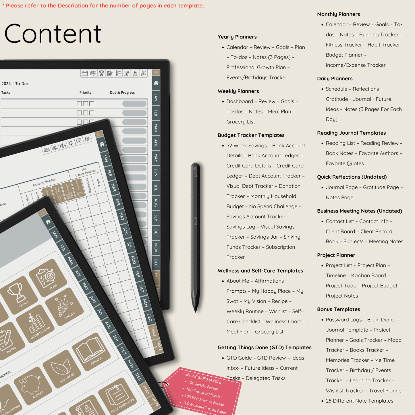 Boox Templates, Boox Planner, Boox Go 10.3, Boox Note Air 3C, Boox Note Air 4C, Boox Note Air 1, Boox Note Air 2, Boox Note Air Plus, Boox Nova Air, Boox Nova Air C, Boox Tab Ultra and Boox Tab Ultra C.