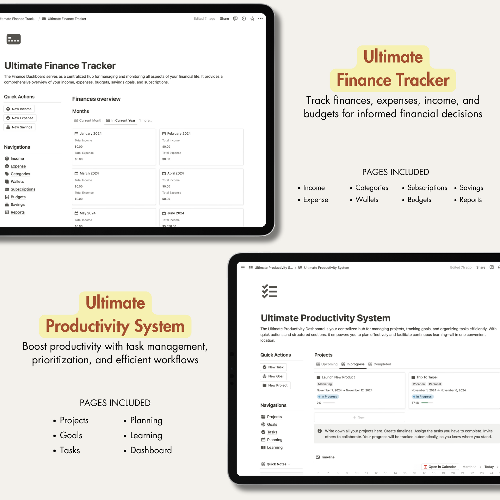 Notion Template Ultimate Bundle, Notion Planner.