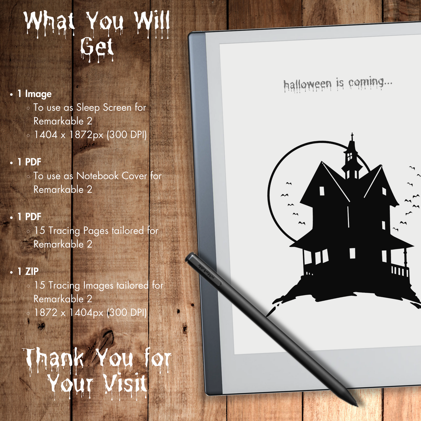Remarkable 2 Halloween Ghostly Sleep Screen & Notebook Cover