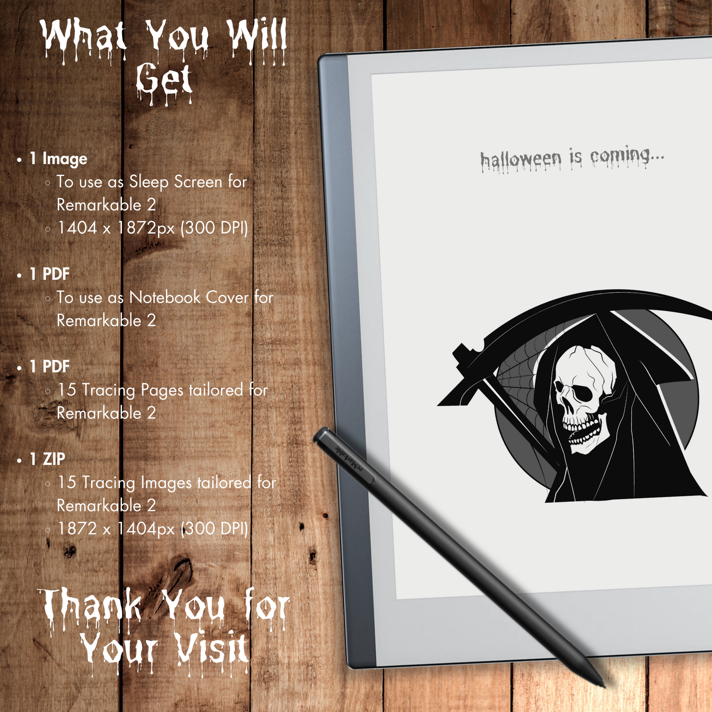 Remarkable 2 Halloween Haunted Sleep Screen & Notebook Cover