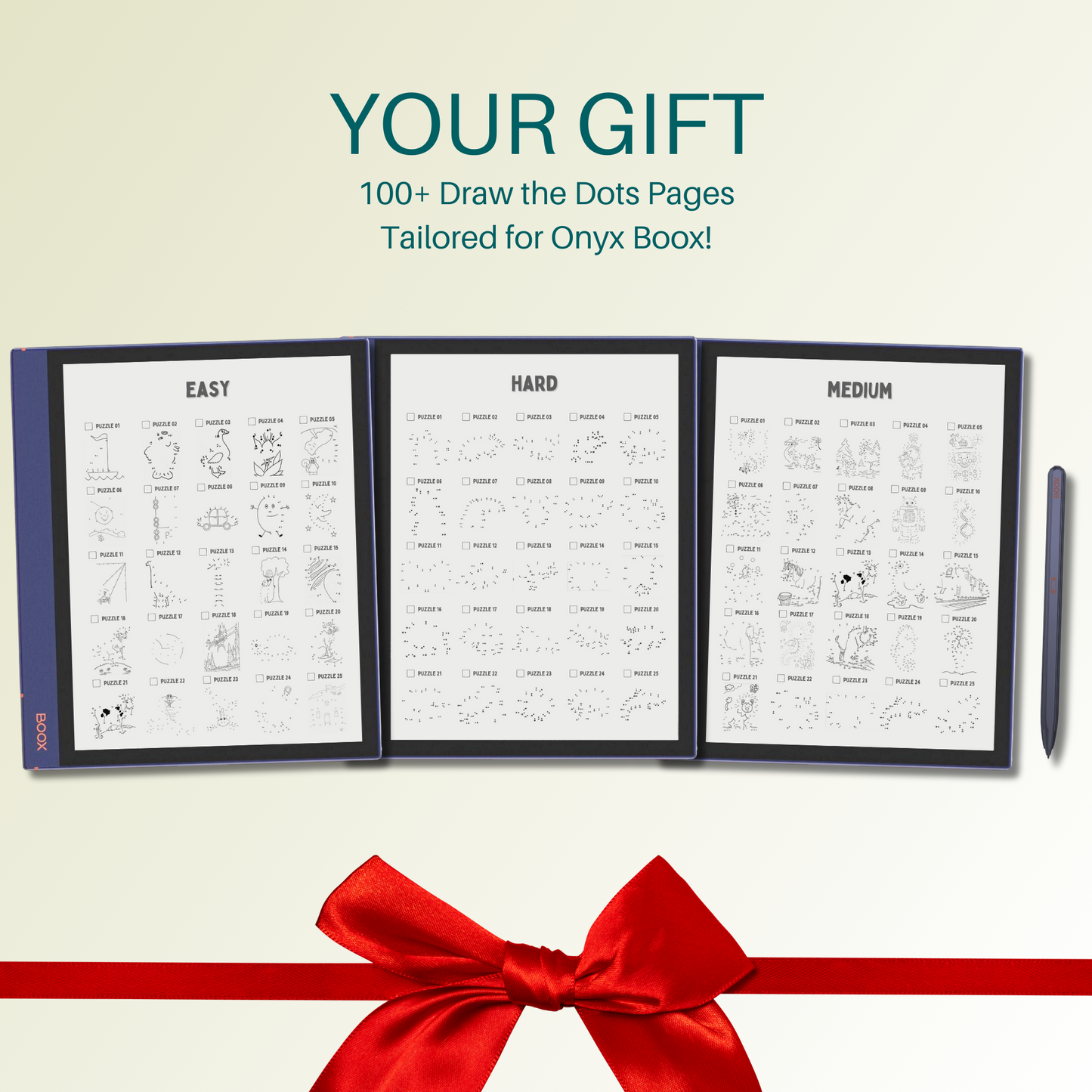 Onyx Boox Draw the Dots puzzles as Gift.
