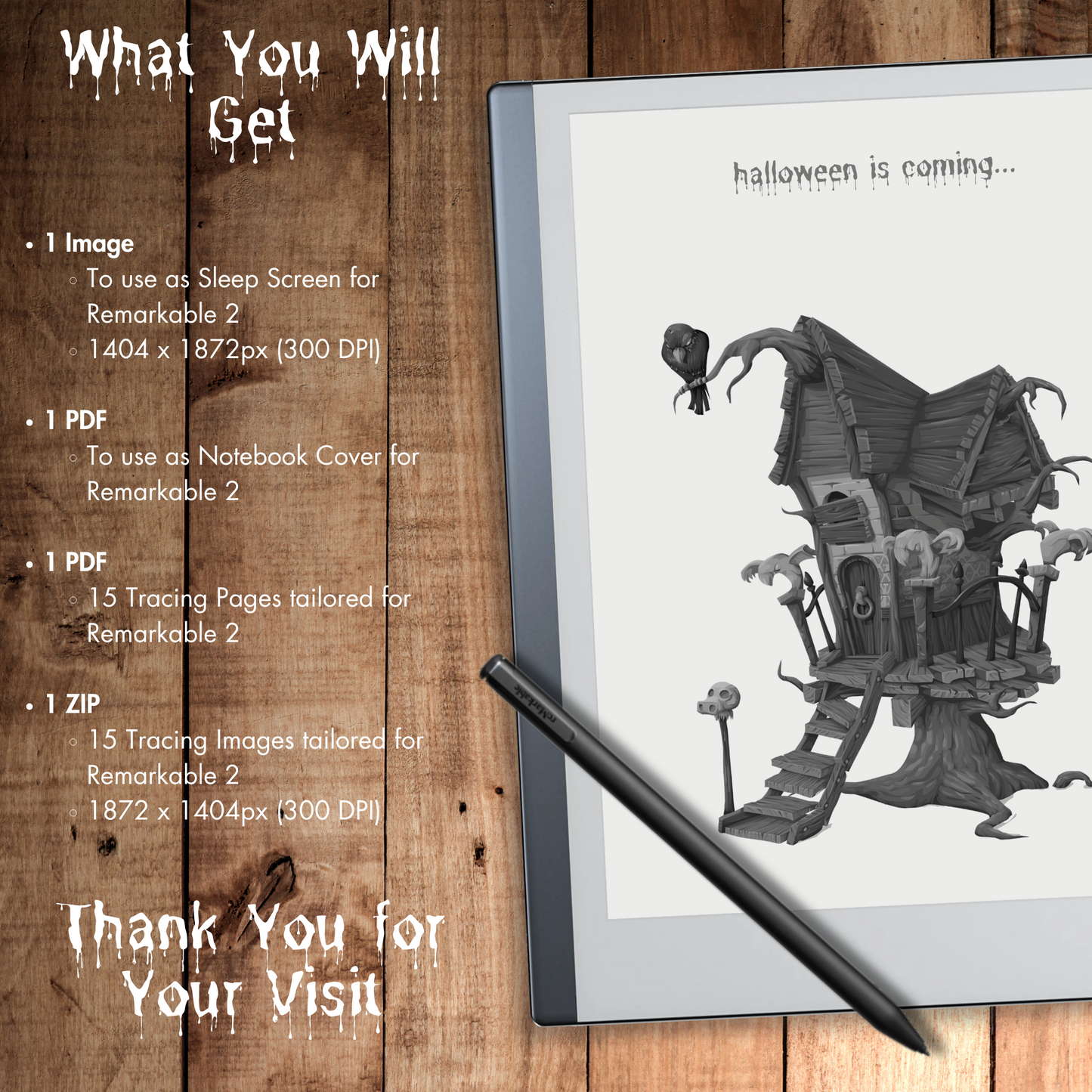 Remarkable 2 Halloween Ominous Sleep Screen & Notebook Cover