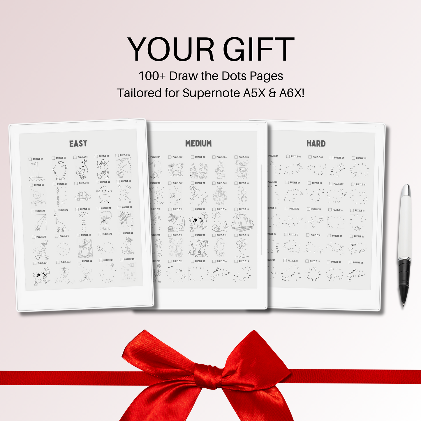Supernote A5X and A6X Draw the Dots puzzles as Gift.