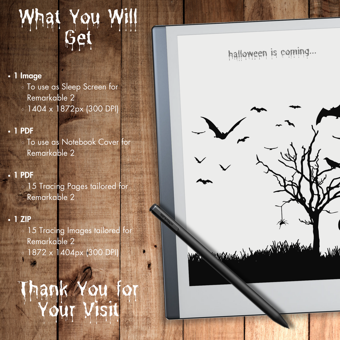 Remarkable 2 Halloween Bats Sleep Screen & Notebook Cover