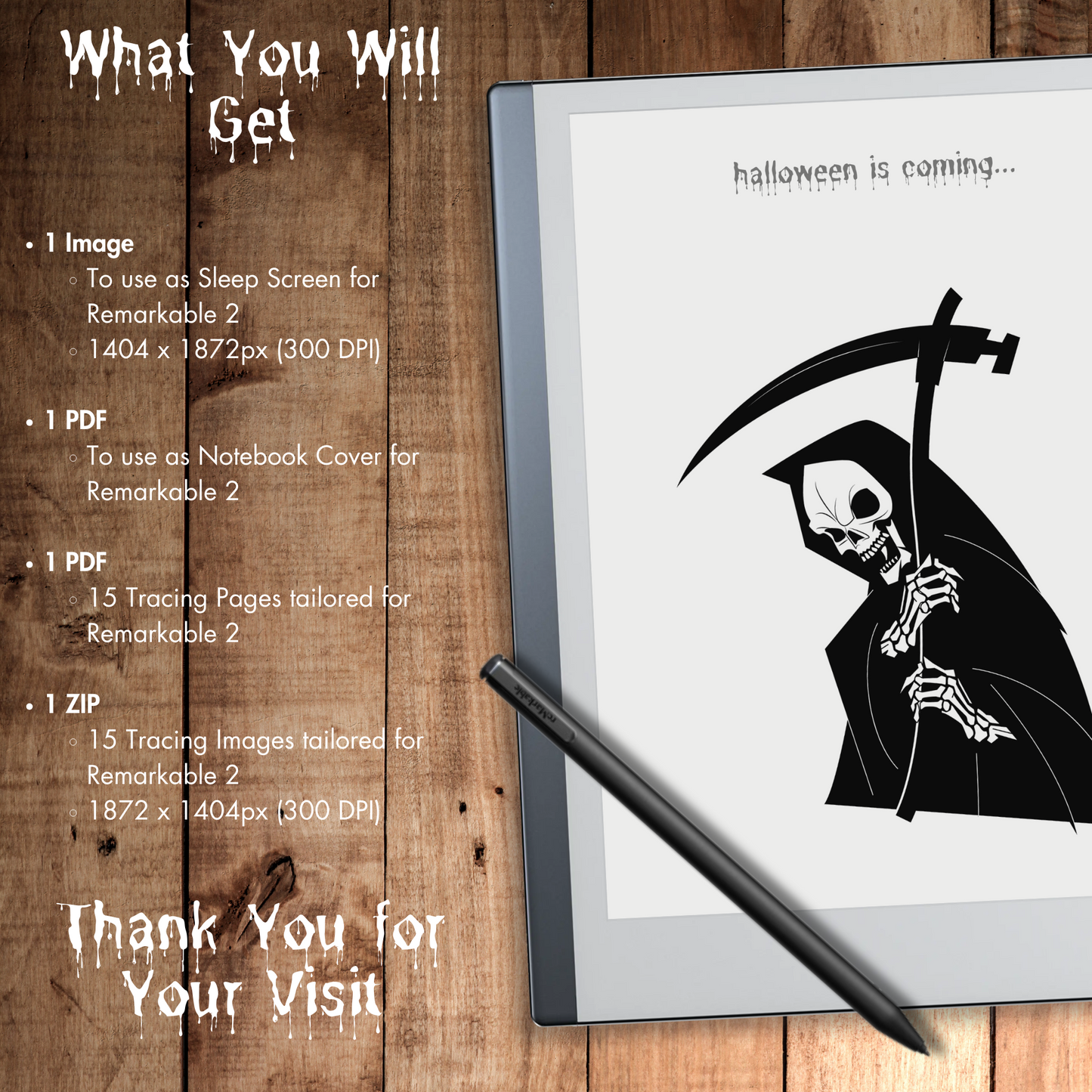 Remarkable 2 Halloween Ghoulish Sleep Screen & Notebook Cover
