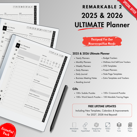 Remarkable 2 Planner. Remarkable 2 Templates.