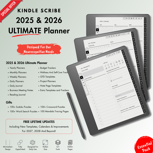 Kindle Scribe Planner. Kindle Scribe Templates.