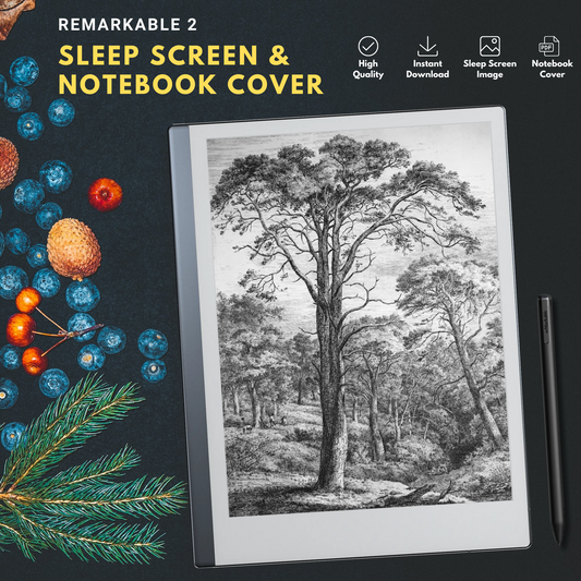 Remarkable 2 Sleep Screen & Notebook Cover Artwork - One-of-a-Kind Hand-Drawn Arboreal Artwork
