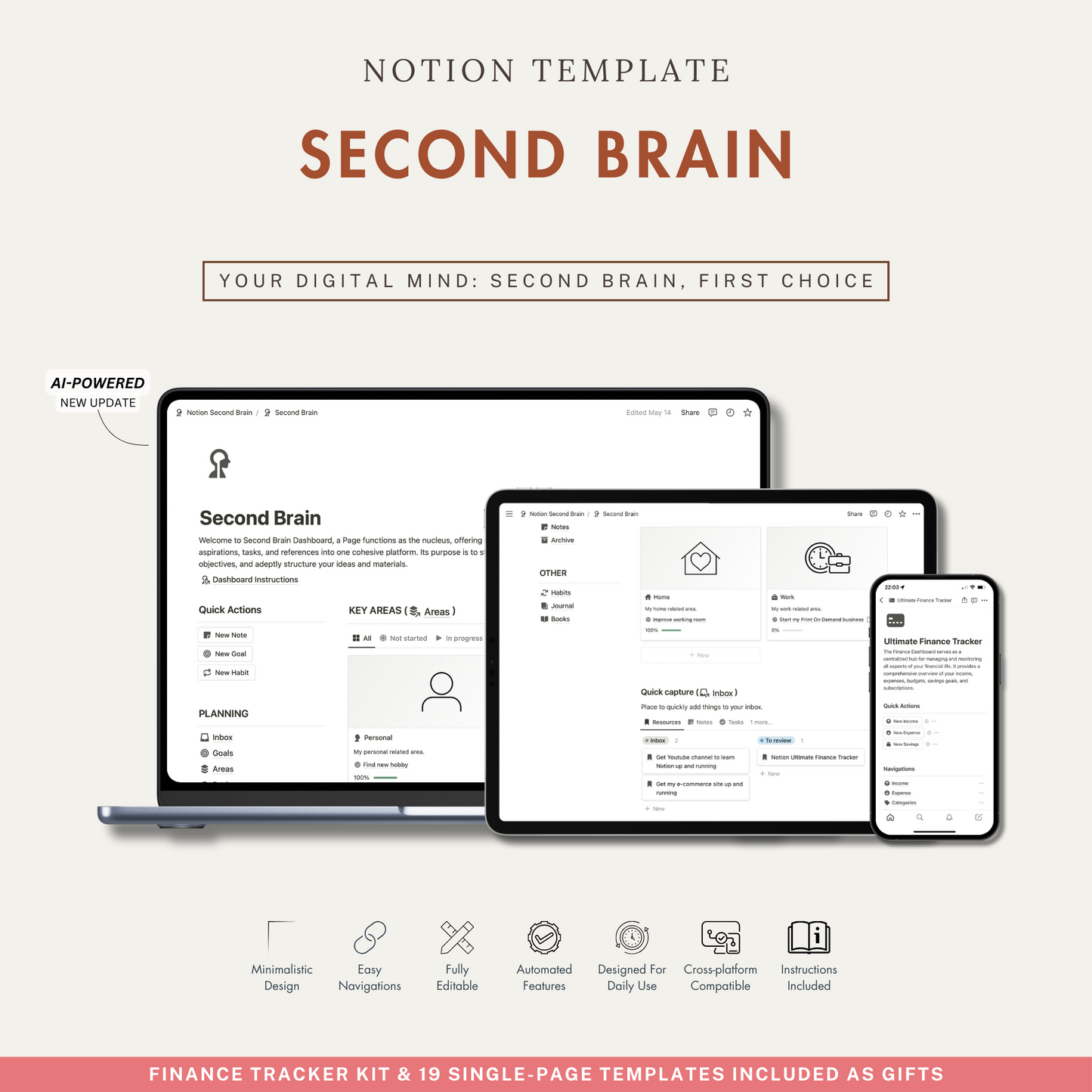 Second Brain Notion Template, Notion Planner.