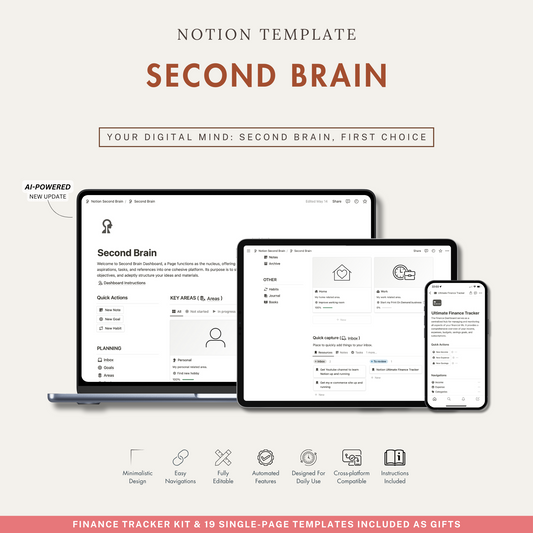 Second Brain Notion Template, Notion Planner.