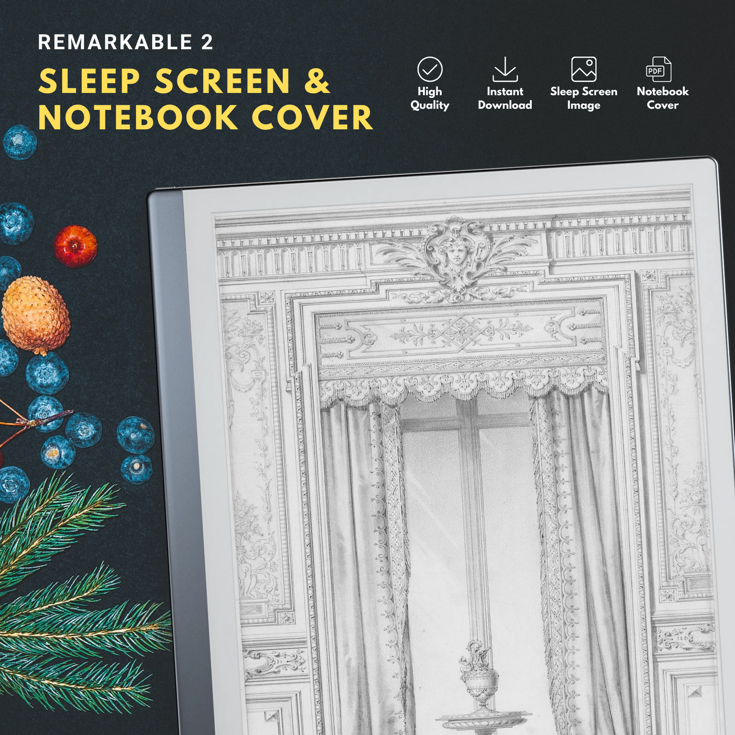 This is a Digital Download of Sleep Screen and Notebook Cover crafted specifically for the Remarkable 2.