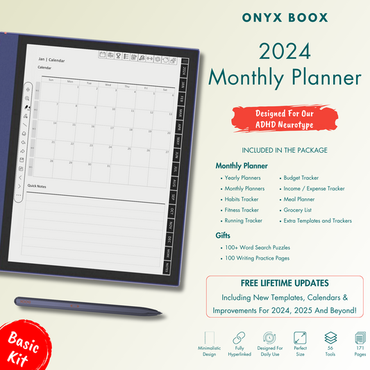 Monthly Planner 2024 for Onyx Boox.