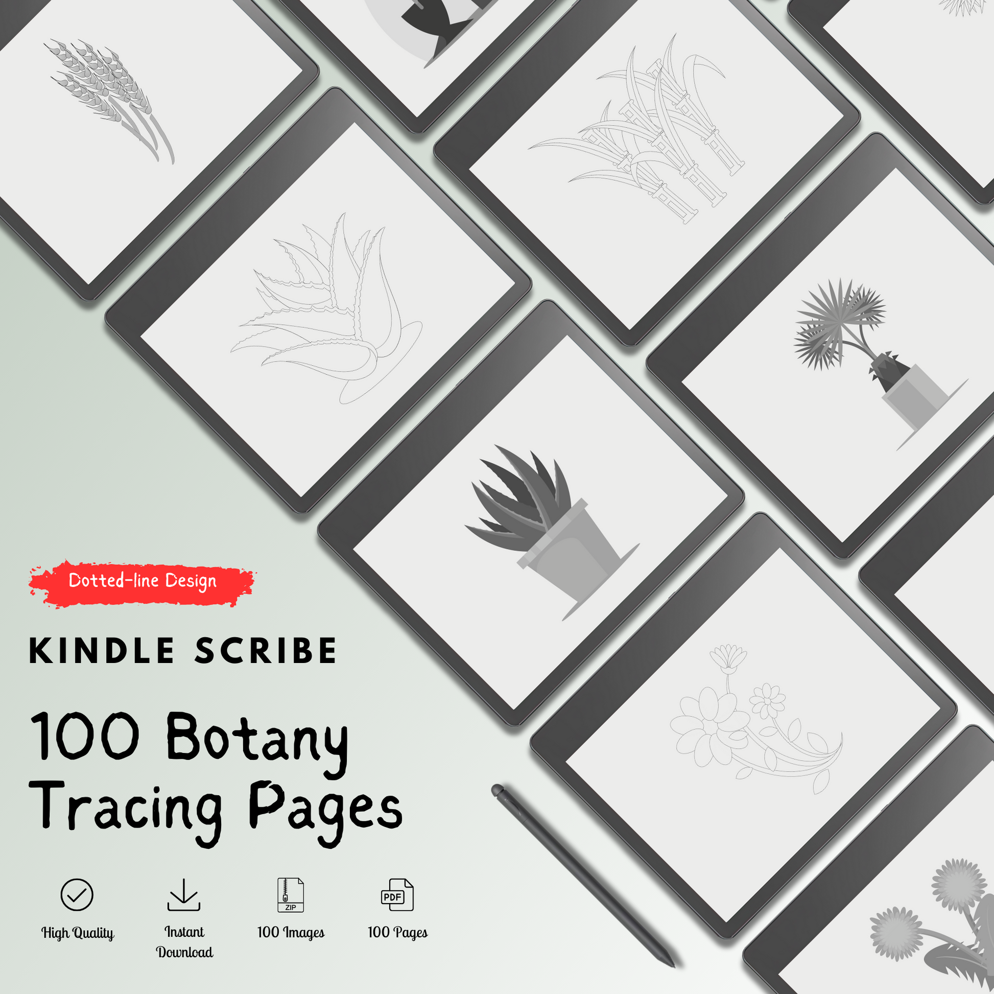 Kindle Scribe Botany Tracing Pages