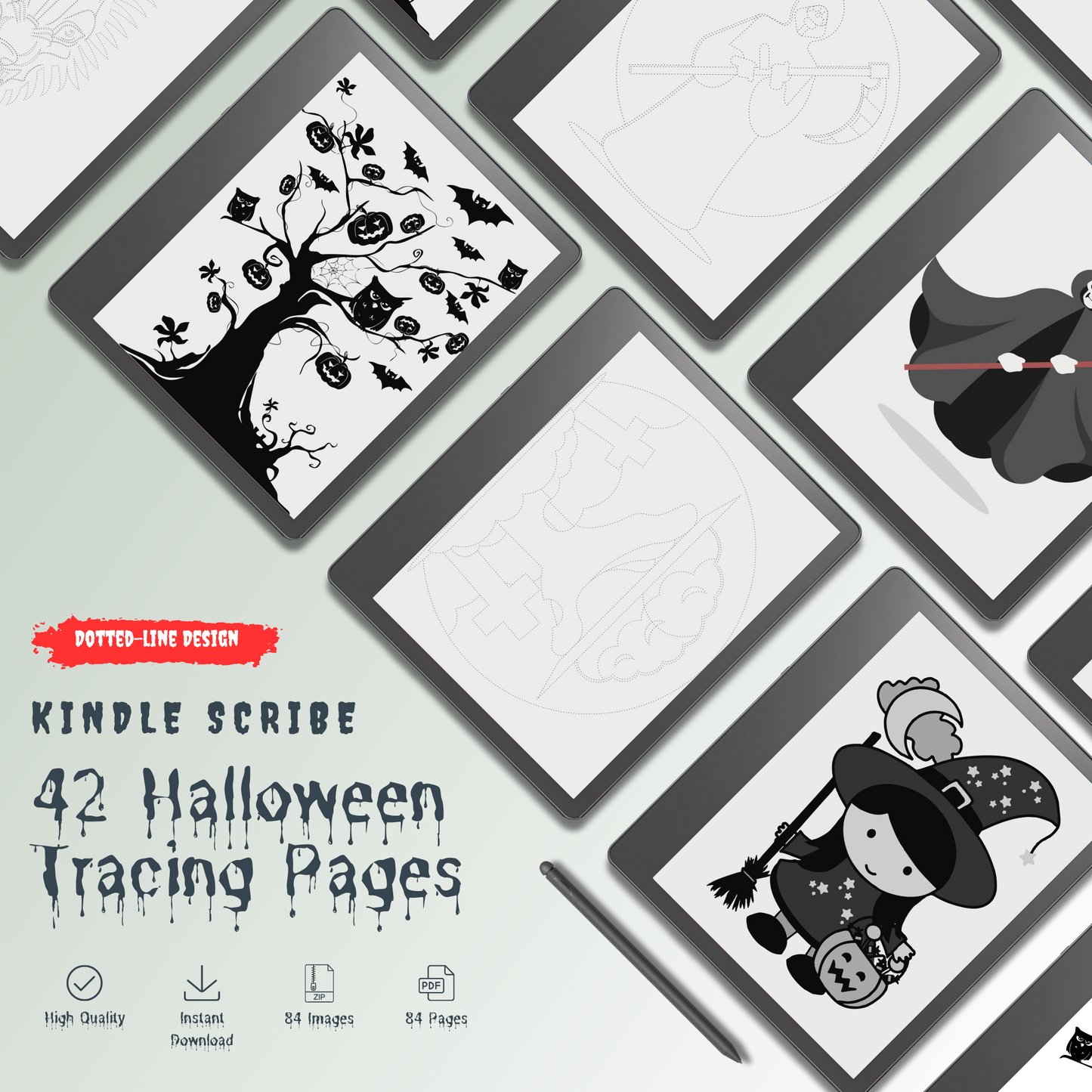 42 Kindle Scribe Halloween Tracing Pages
