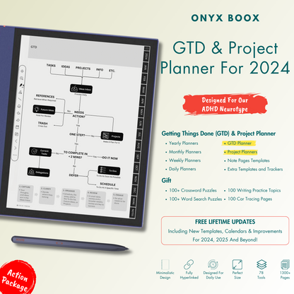 Getting Things Done and Project Planner 2024 for Onyx Boox.