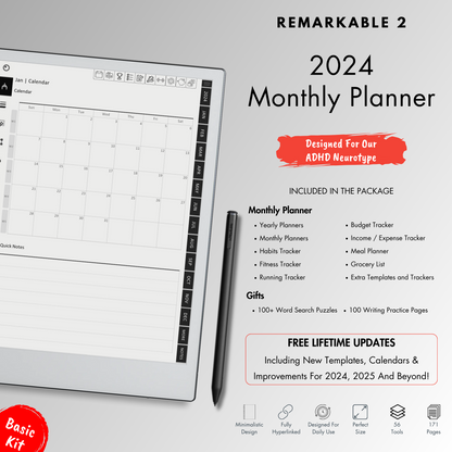 Monthly Planner 2024 for Remarkable 2.