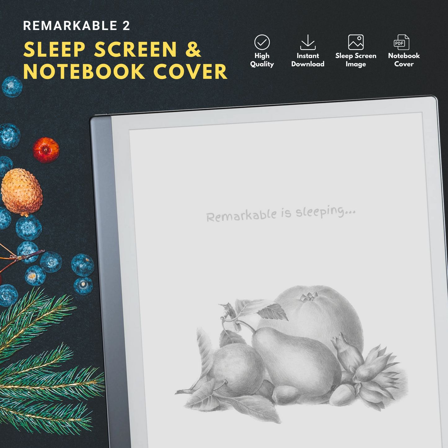 This is a Digital Download of Sleep Screen and Notebook Cover crafted specifically for the Remarkable 2.