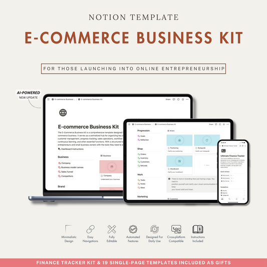 Notion Templates, Notion E-Commerce Business Planner.