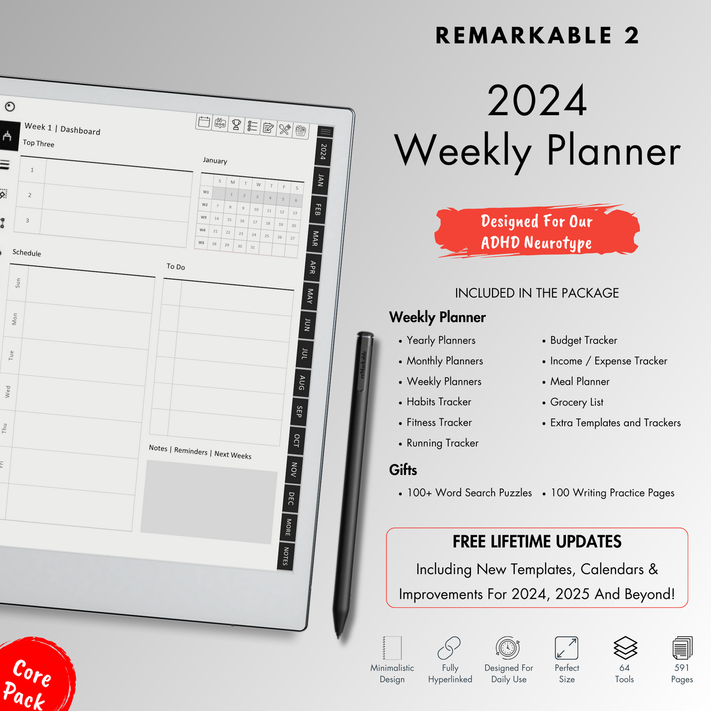 Weekly Planner 2024 for Remarkable 2.