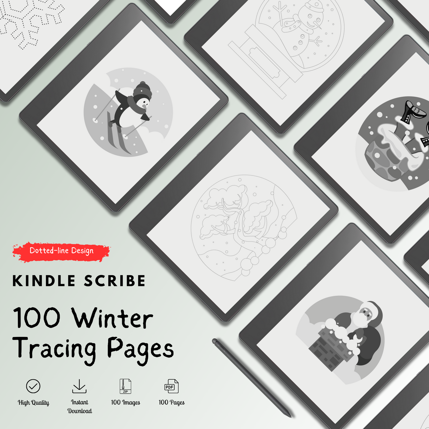 Kindle Scribe Winter Tracing Pages