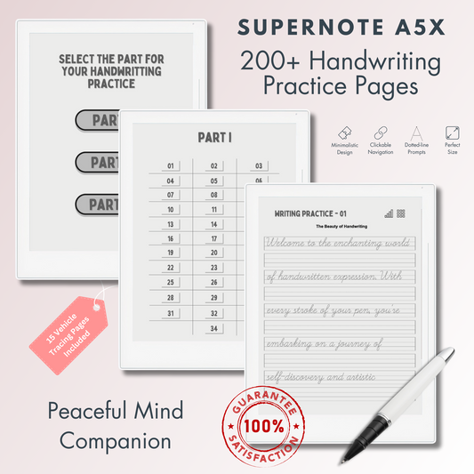 Handwriting Practice Pages for Supernote - 100+ Writing Topics