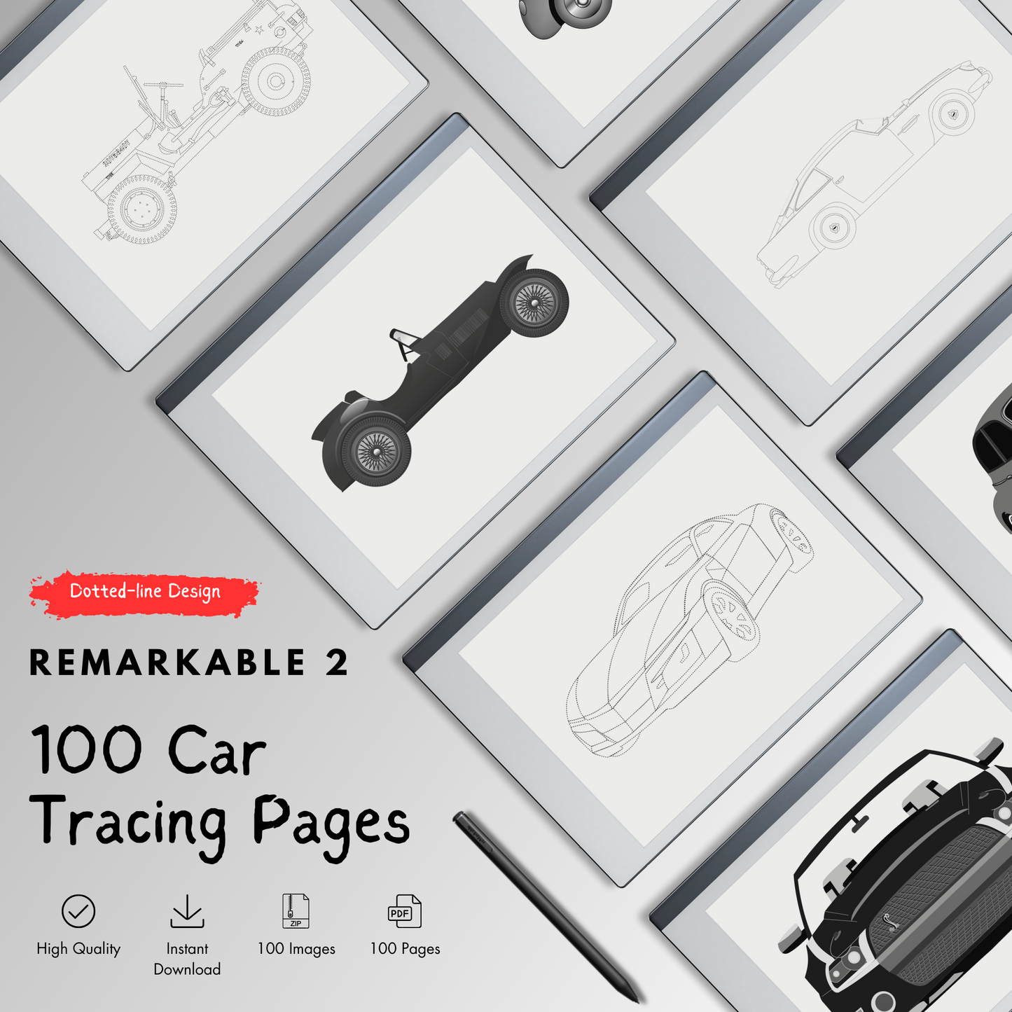 Remarkable 2 Car Tracing Pages
