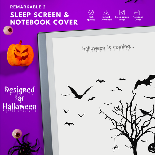 Remarkable 2 Halloween Bats Sleep Screen & Notebook Cover