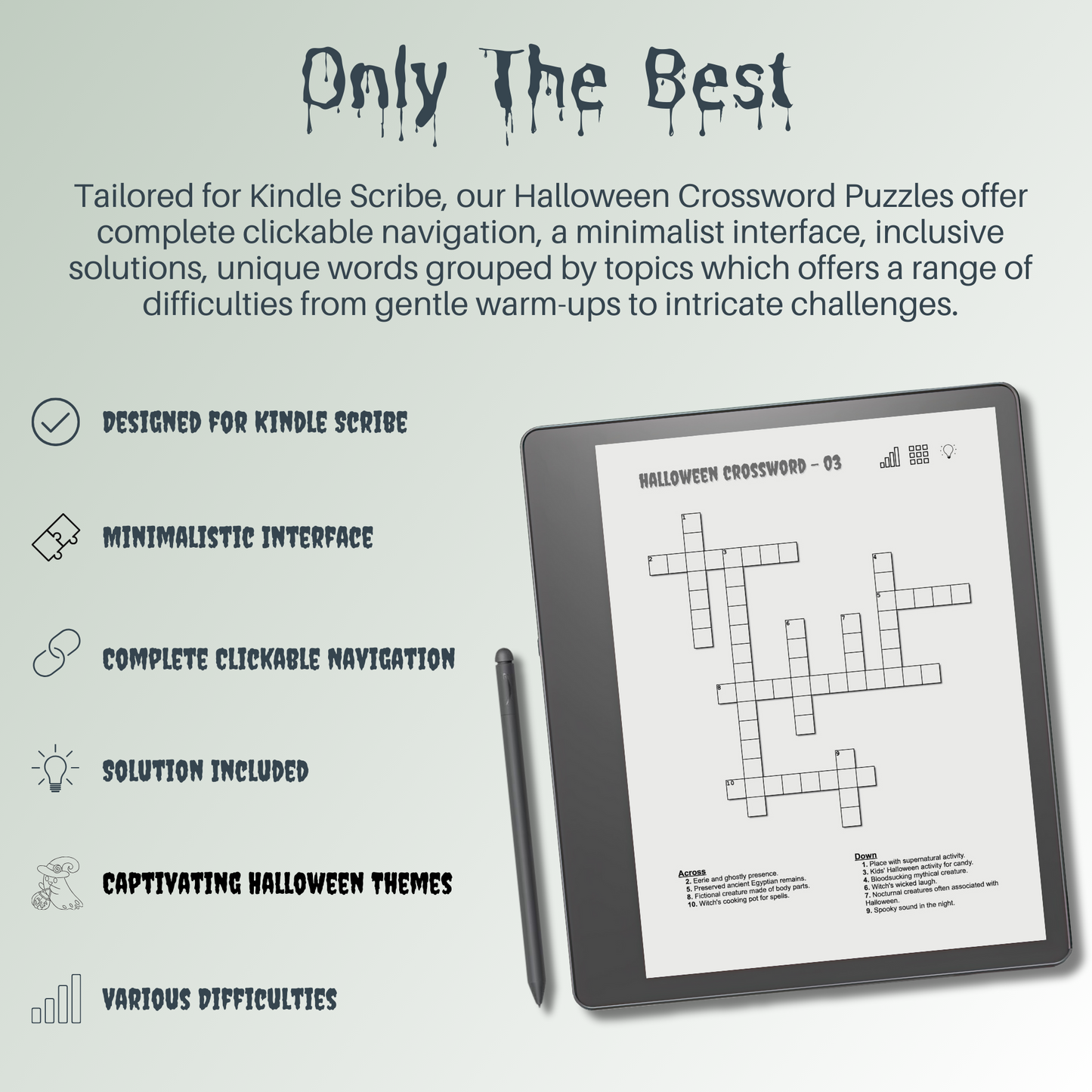 Kindle Scribe Halloween Crossword Puzzles