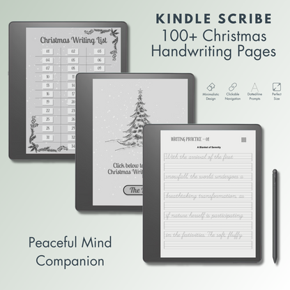 This is a Digital Download of Christmas-themed Handwriting Dotted-line Pages designed for Kindle Scribe. 
