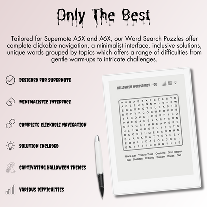 Supernote A5X Halloween Word Search Puzzles