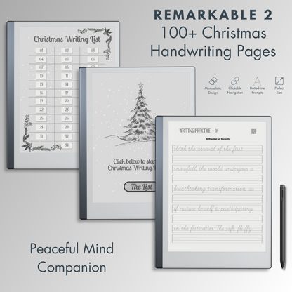 This is a Digital Download of Christmas-themed Handwriting Dotted-line Pages designed for Remarkable 2. 