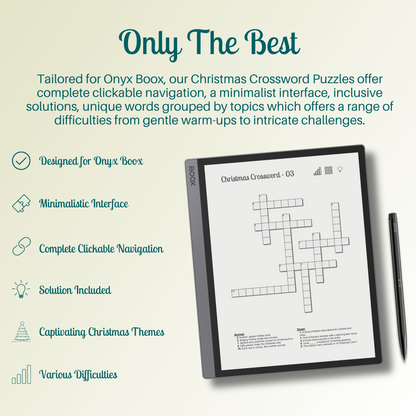 Our Crossword Puzzles offer complete clickable navigation, a minimalist interface, inclusive solutions, unique holiday-themed words for Christmas, which offers a range of difficulties from gentle warm-ups to intricate challenges, perfect for getting into the festive spirit.