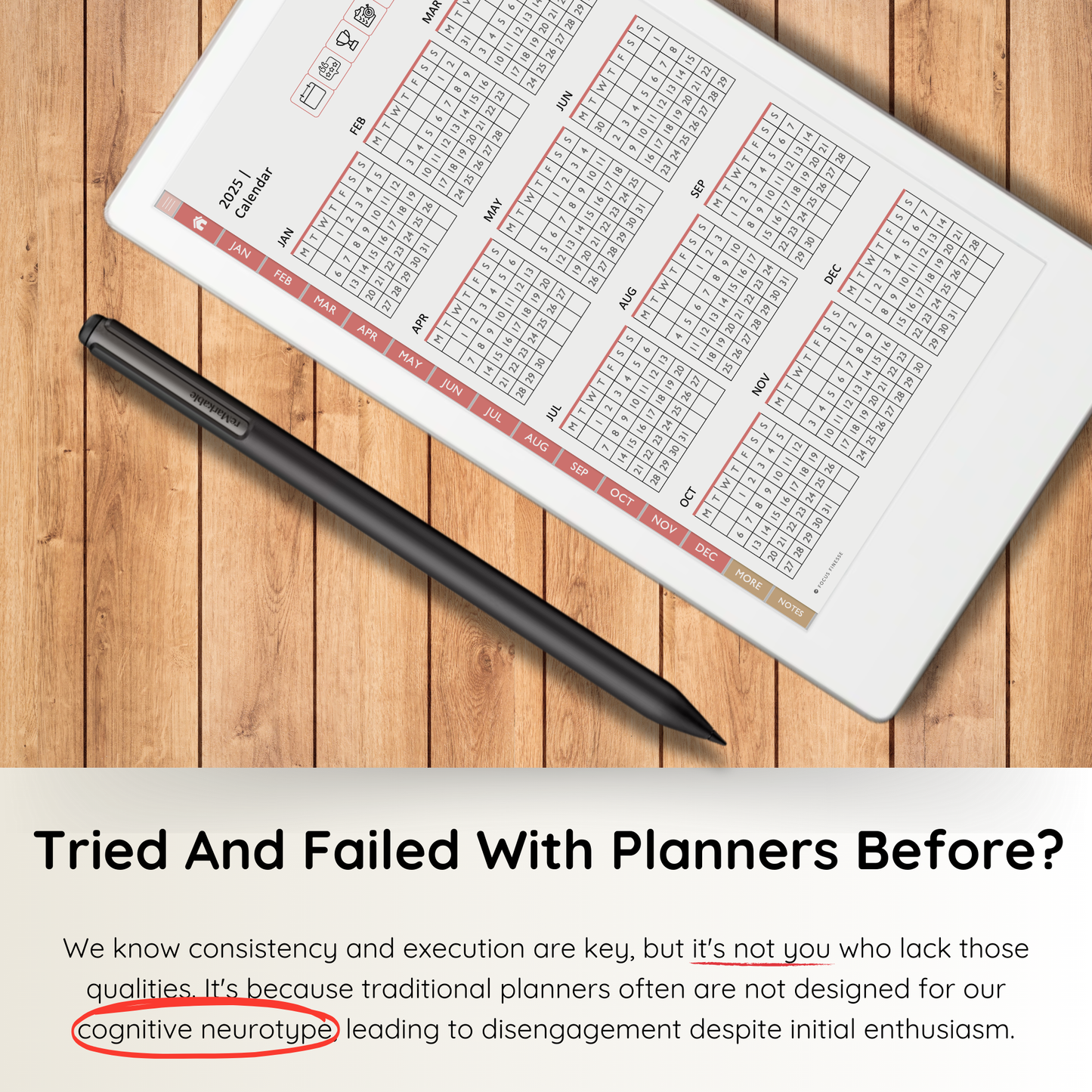 Remarkable Paper Pro Move Ultimate Planner for 2025 & 2026