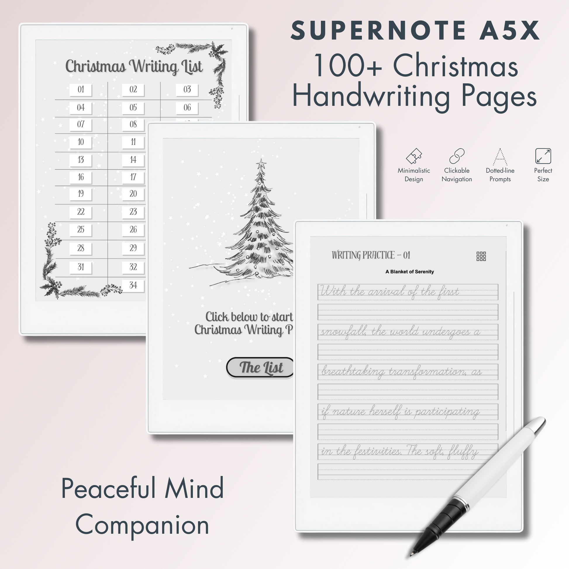 Supernote A5X and A6X Christmas Writing Pages.