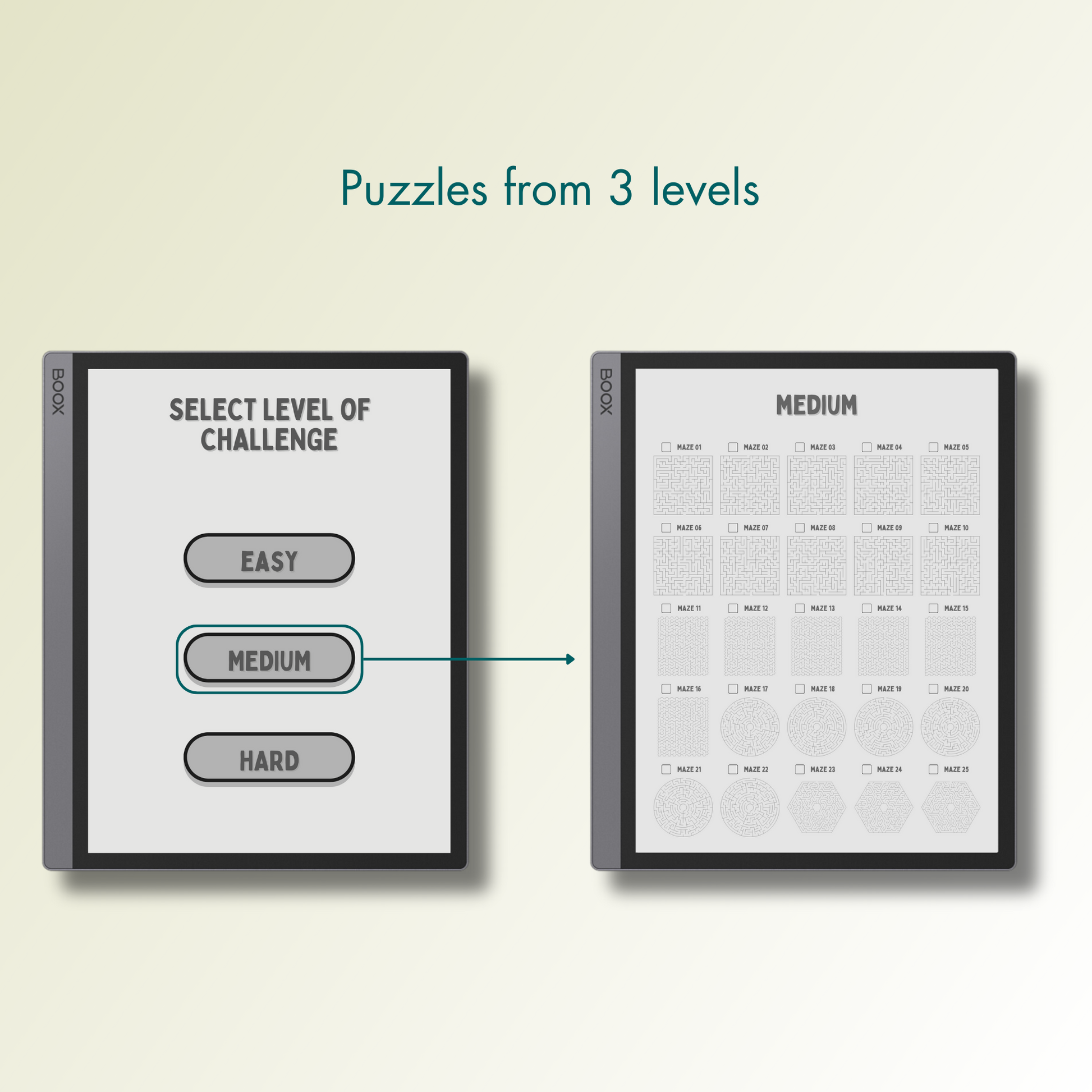 Onyx Boox Maze Puzzles in 3 different levels.