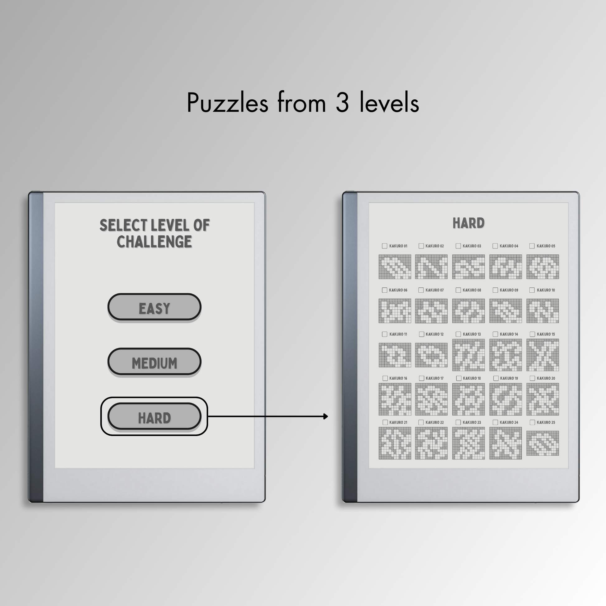 Remarkable 2 Kakuro Puzzles in 3 different levels.